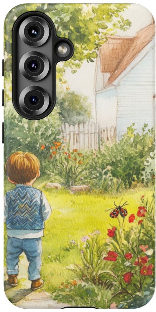 Kind in Tuin Aquarel – Telefoonhoesje Geschikt voor Galaxy S25