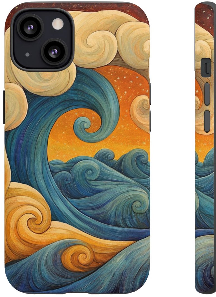 Spiraalvormige Golven Illustratie – Telefoonhoesje Geschikt voor iPhone 13