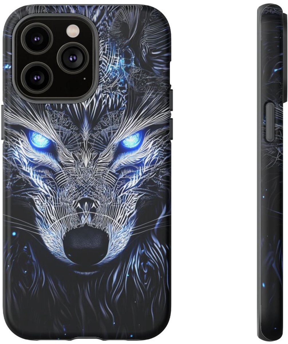 Majestueuze Wolf met Gloeiende Ogen – Telefoonhoesje Geschikt voor iPhone 14 Pro Max