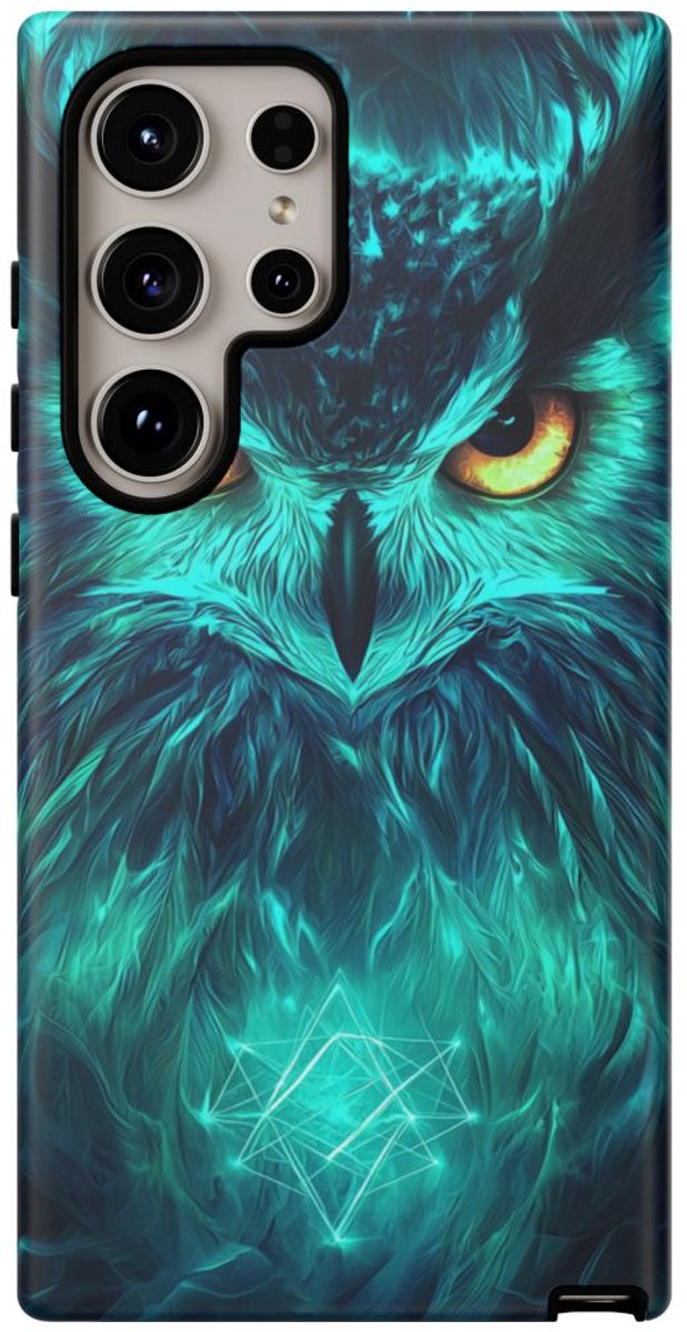 Gloeiend Uilengezicht – Telefoonhoesje Geschikt voor Galaxy S24 Ultra