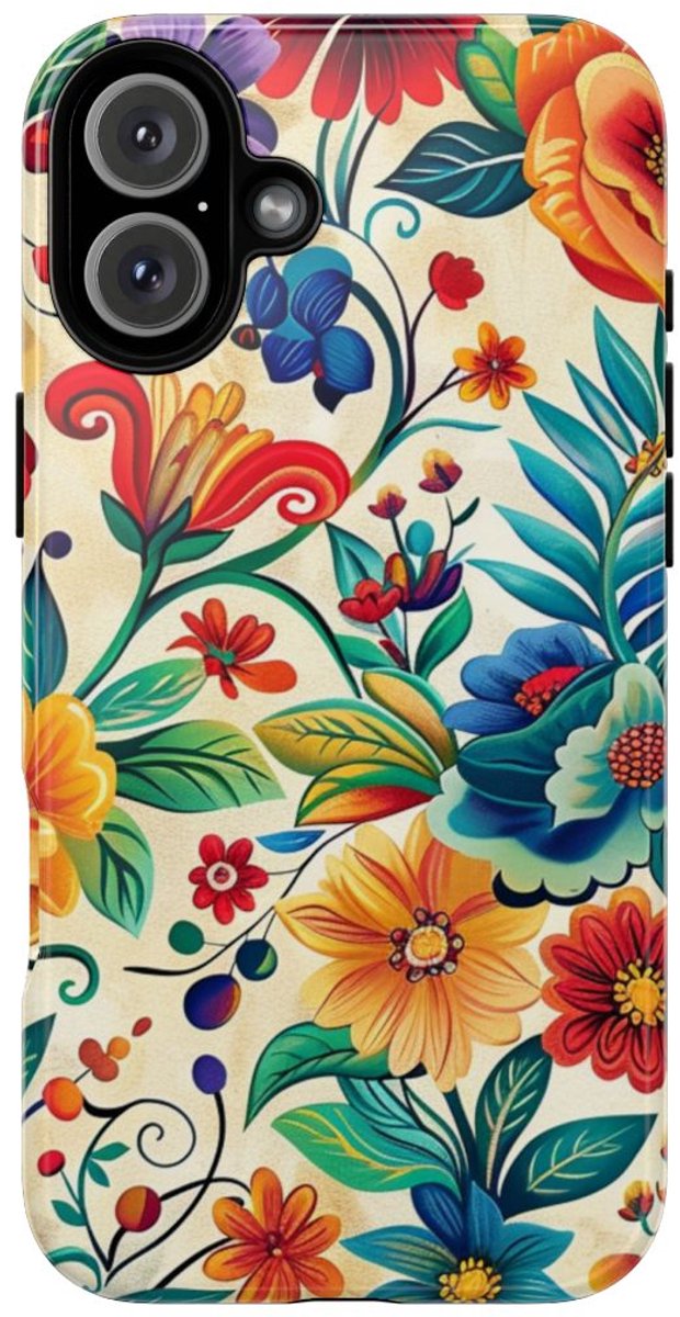 Vrolijk Multicolor Bloemenpatroon – Telefoonhoesje Geschikt voor iPhone 16 Plus