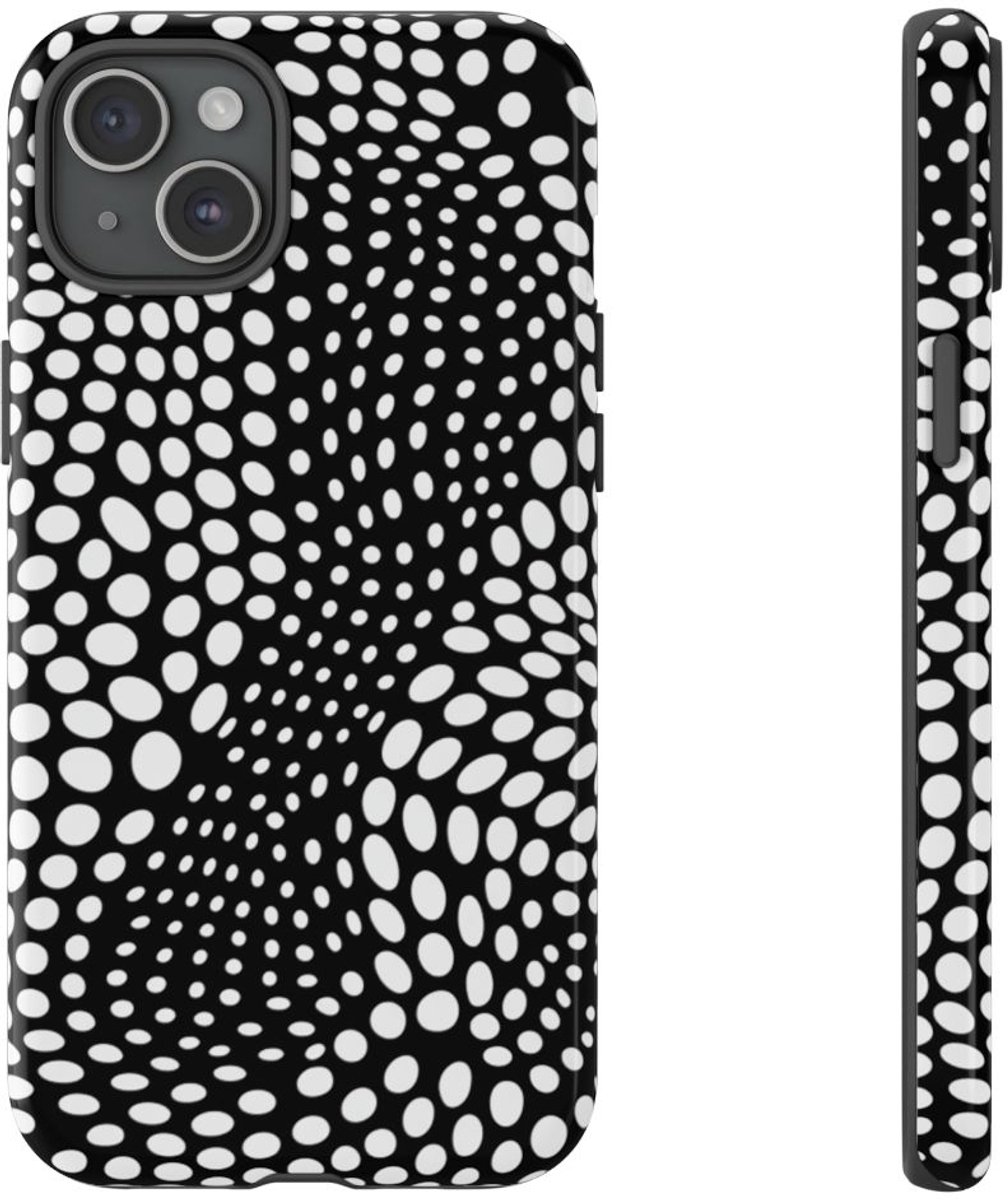 Zwart-Wit Optische Illusie Patroon – Telefoonhoesje Geschikt voor iPhone 15 Plus