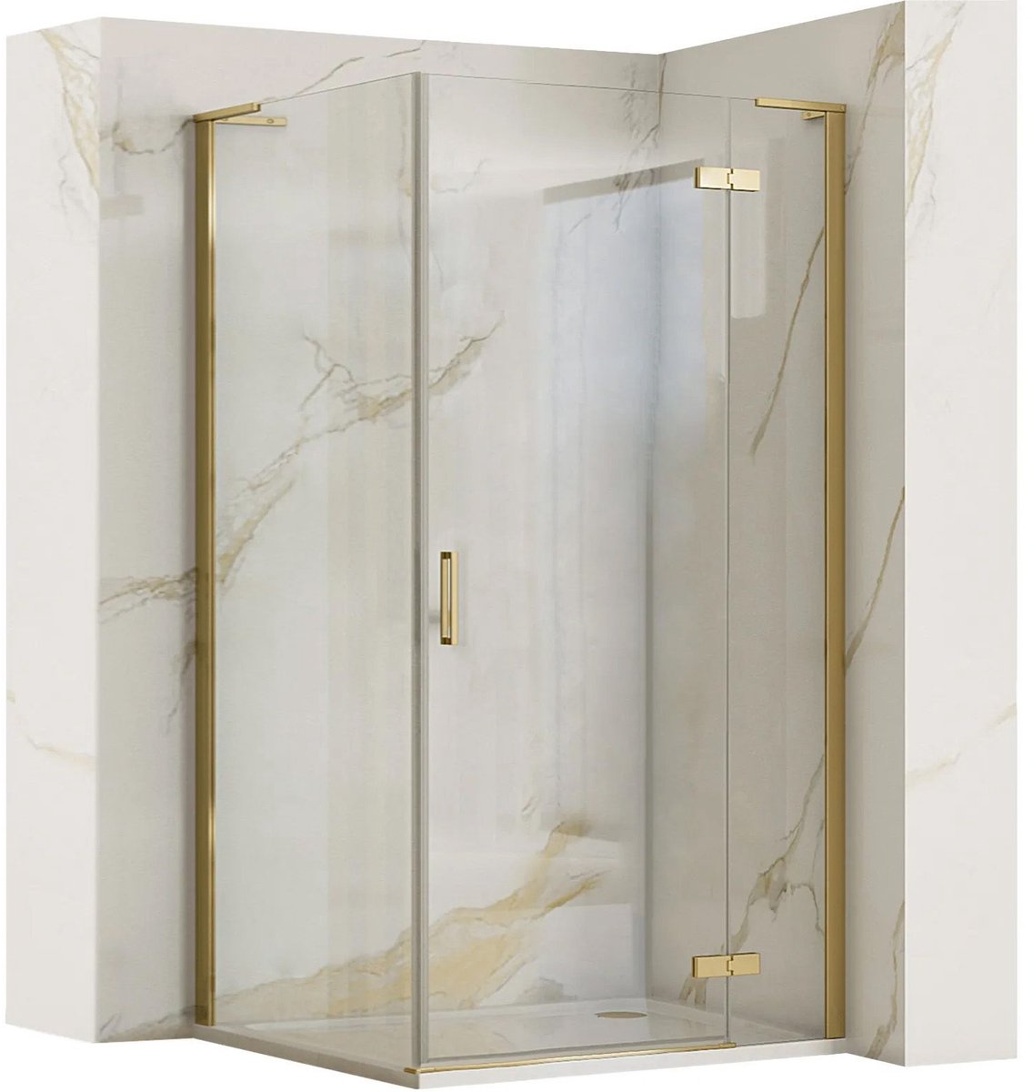 Rea Hugo - Douchecabine - Geborsteld Goud - 100X80 Rechthoek - 100X80X200,5Cm