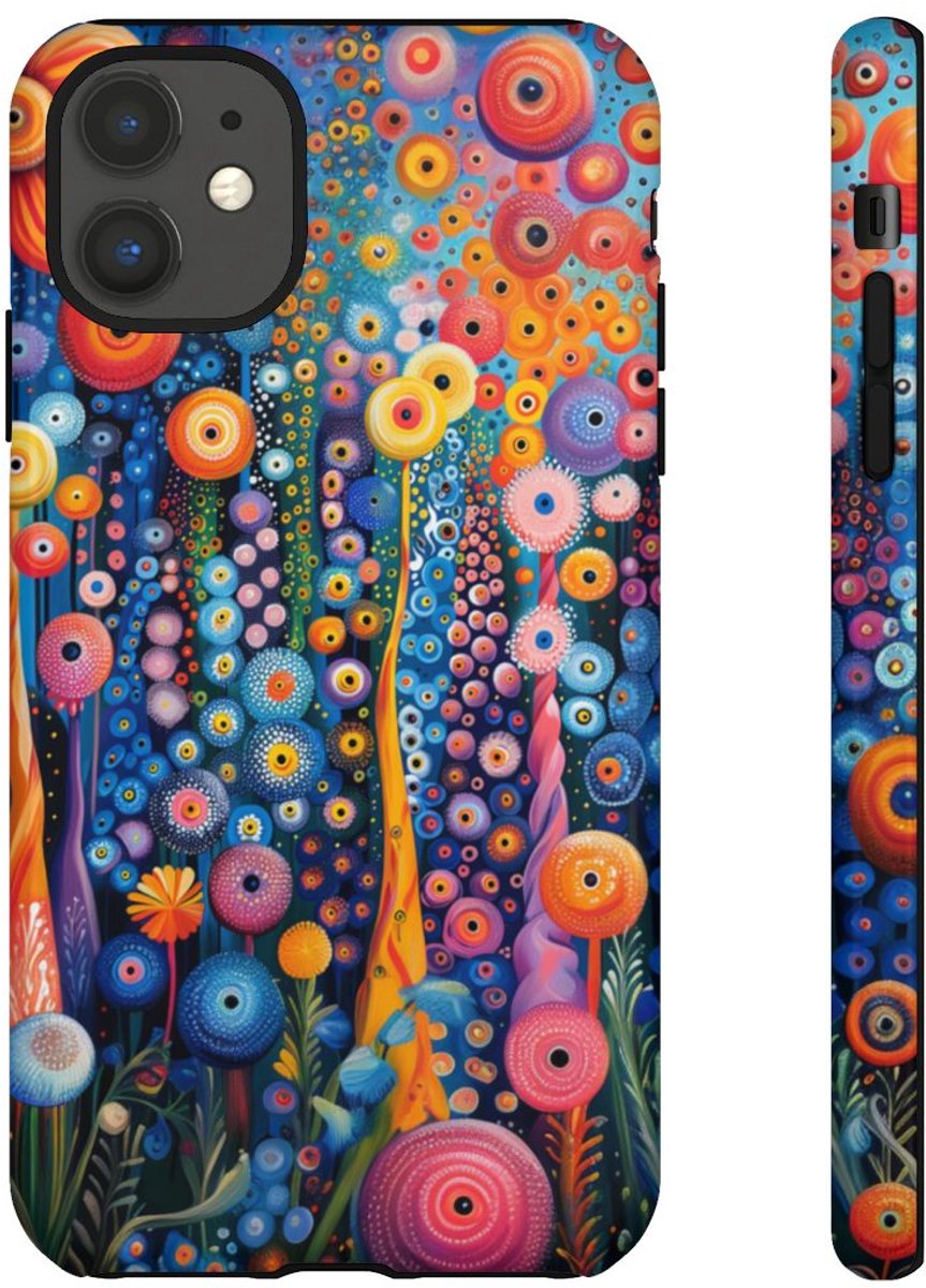 Levendig Abstract Bloemenpatroon – Telefoonhoesje Geschikt voor iPhone 11