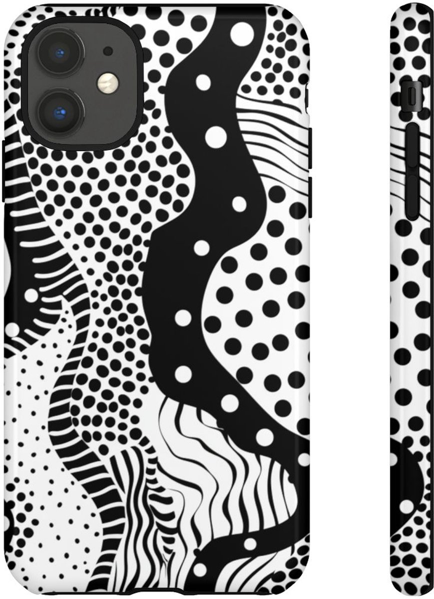 Zwart-Wit Abstract Stippenpatroon – Telefoonhoesje Geschikt voor iPhone 11