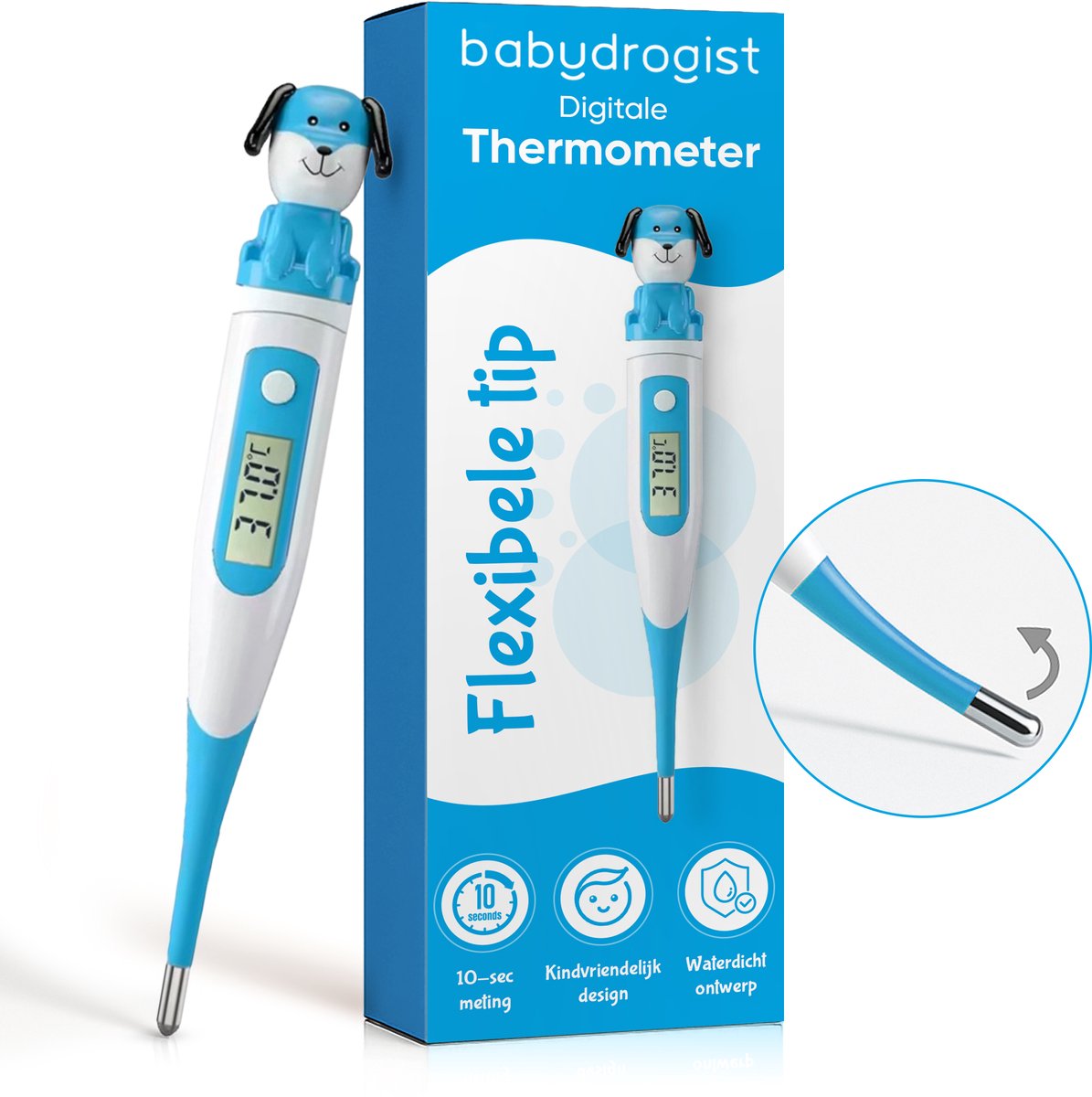 Babydrogist digitale Baby Thermometer met flexibele tip - Rectaal, oksel & oraal - Hond