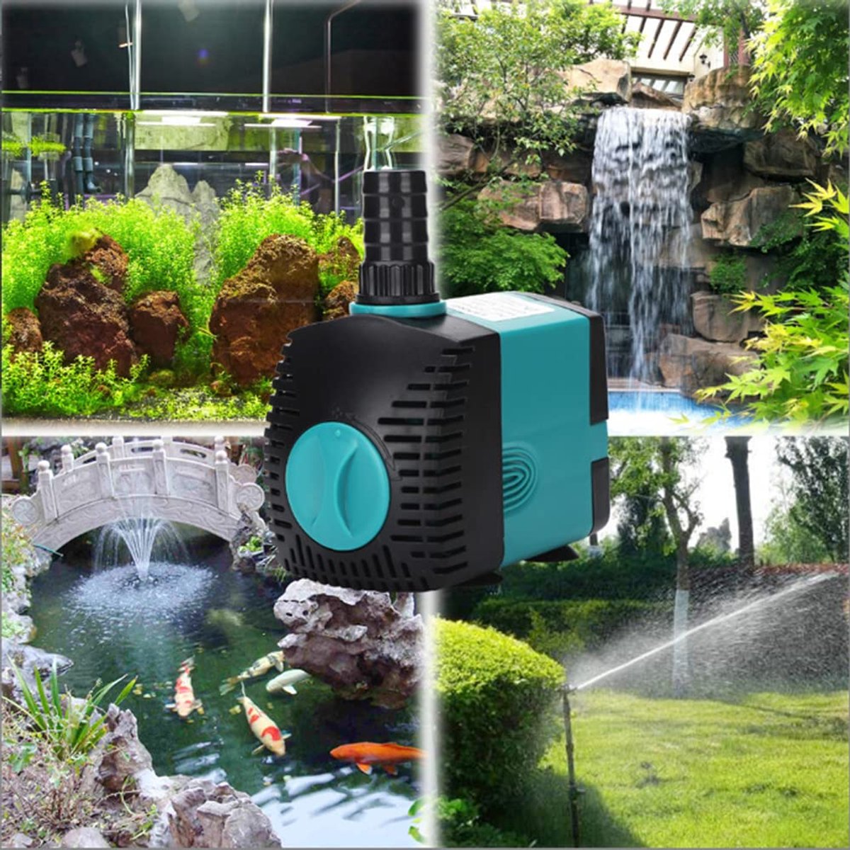 Mini Waterpomp 10W - Met zuignap en waterpijp - Ultra Stille Dompelpomp 600L/u - Aquarium Waterpomp - Vijverpomp - Fonteinpomp - Maximale Opvoerhoogte 1,2 m - Met 1,5 m netsnoer, 2 sproeiers - Voor Aquaria, Fonteinen, Beelden, Hydrocultuur, Vijvers – foto 6