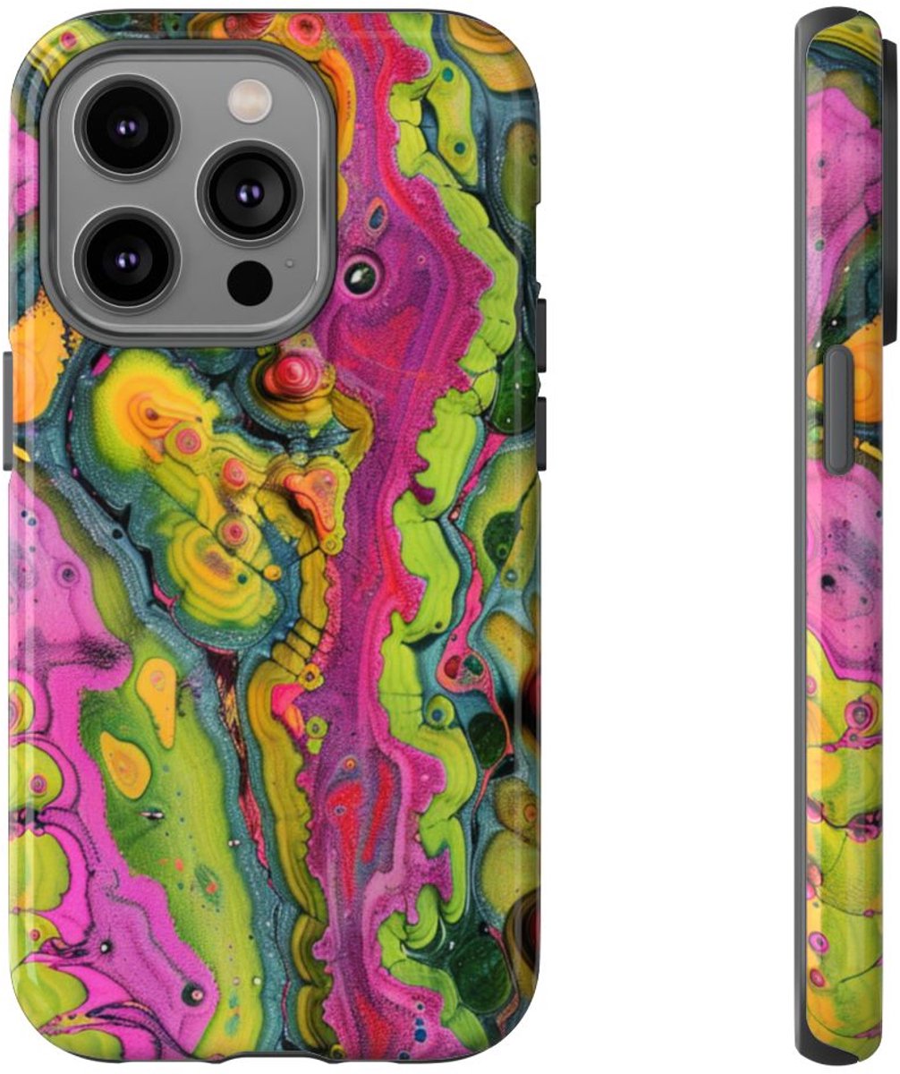 Kleurrijke Abstracte Organische Patronen – Telefoonhoesje Geschikt voor iPhone 14 Pro