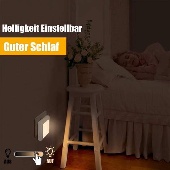 2-Pack Plug-in/Stop nachtlampjes - nachtlamp - tafellamp - Plug-in LED lampjes - Warm licht met instelbare helderheid - Stopcontact montage van Merkloos — afbeelding 3