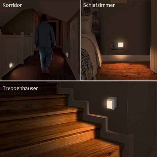 2-Pack Plug-in/Stop nachtlampjes - nachtlamp - tafellamp - Plug-in LED lampjes - Warm licht met instelbare helderheid - Stopcontact montage van Merkloos — afbeelding 4