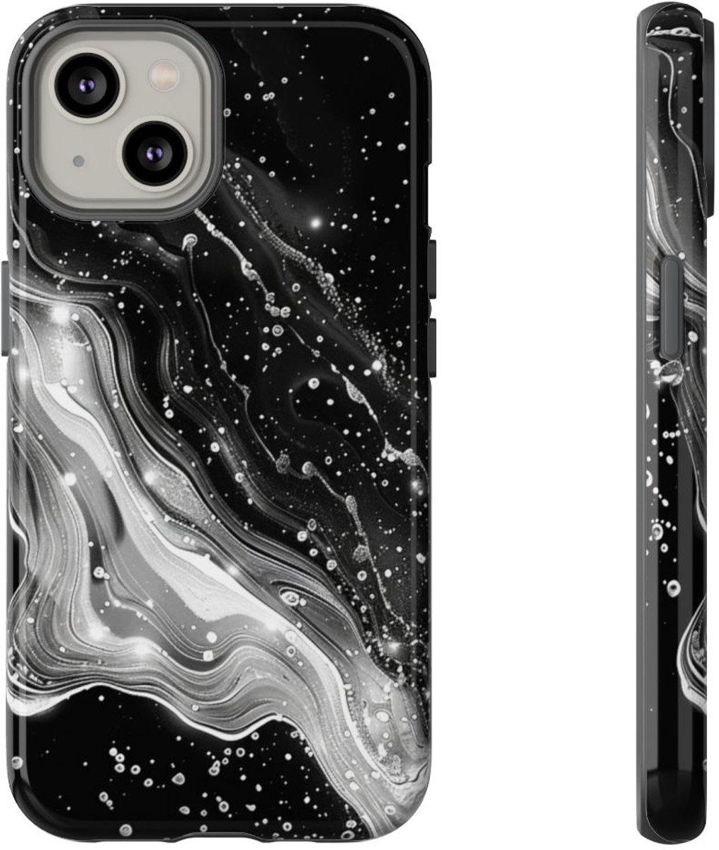 Zwart-Wit Abstracte Galaxie – Telefoonhoesje Geschikt voor iPhone 14