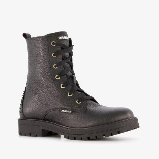 Bottines à lacets fille en cuir Braqeez noir - Taille 36 - Semelle amovible