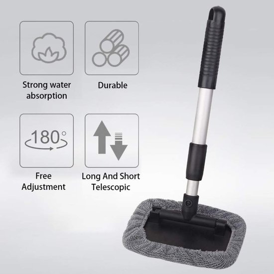 Windscreen Cleaner - Telescopic - 7 Microfiber Cloth Cover - Blinds Brushes - Window Cleaner - Auto - Huis - Keuken — afbeelding 3