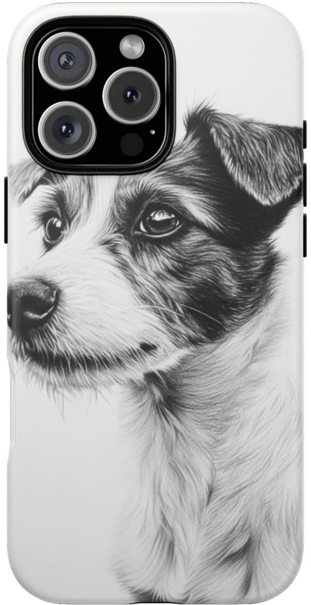 Hondenportret in Houtskool en Grafiet – Telefoonhoesje Geschikt voor iPhone 16 Pro Max