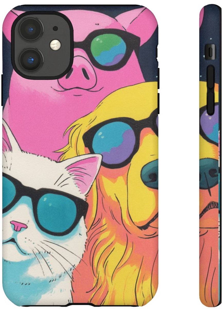 Coole Varken, Kat en Hond met Zonnebrillen – Telefoonhoesje Geschikt voor iPhone 11