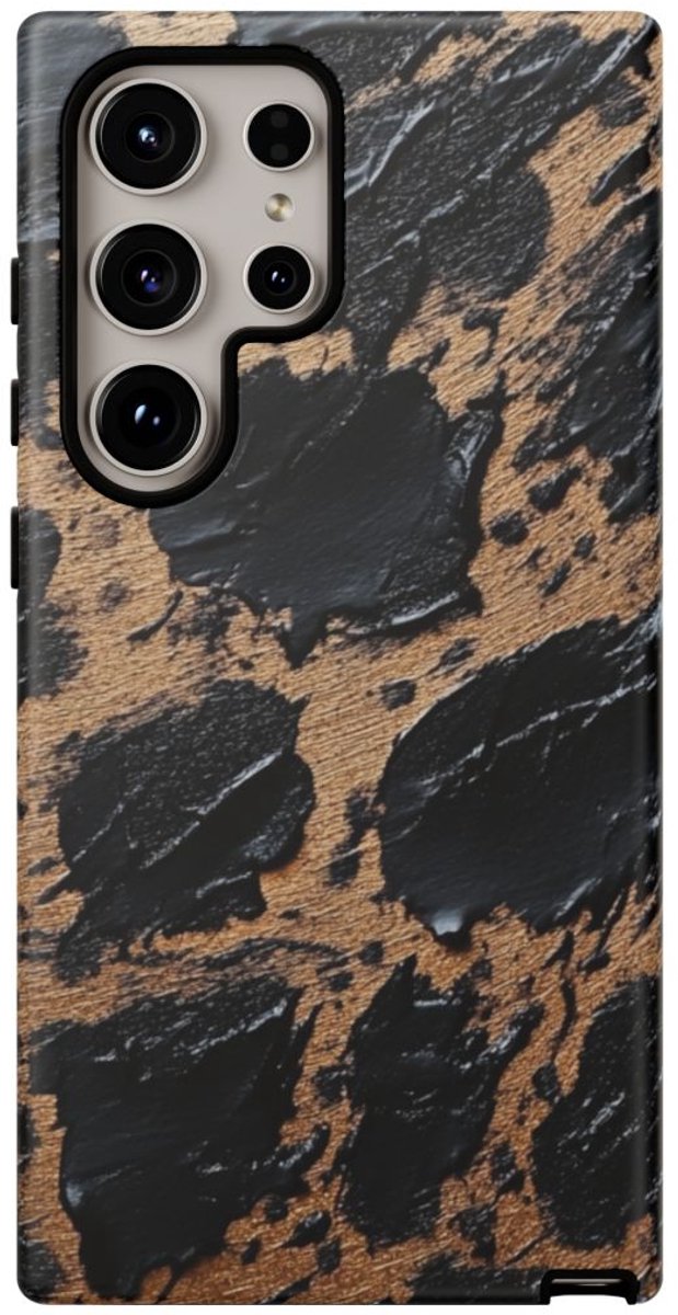 Zwarte en Bruine Abstracte Textuur – Telefoonhoesje Geschikt voor Galaxy S24 Ultra