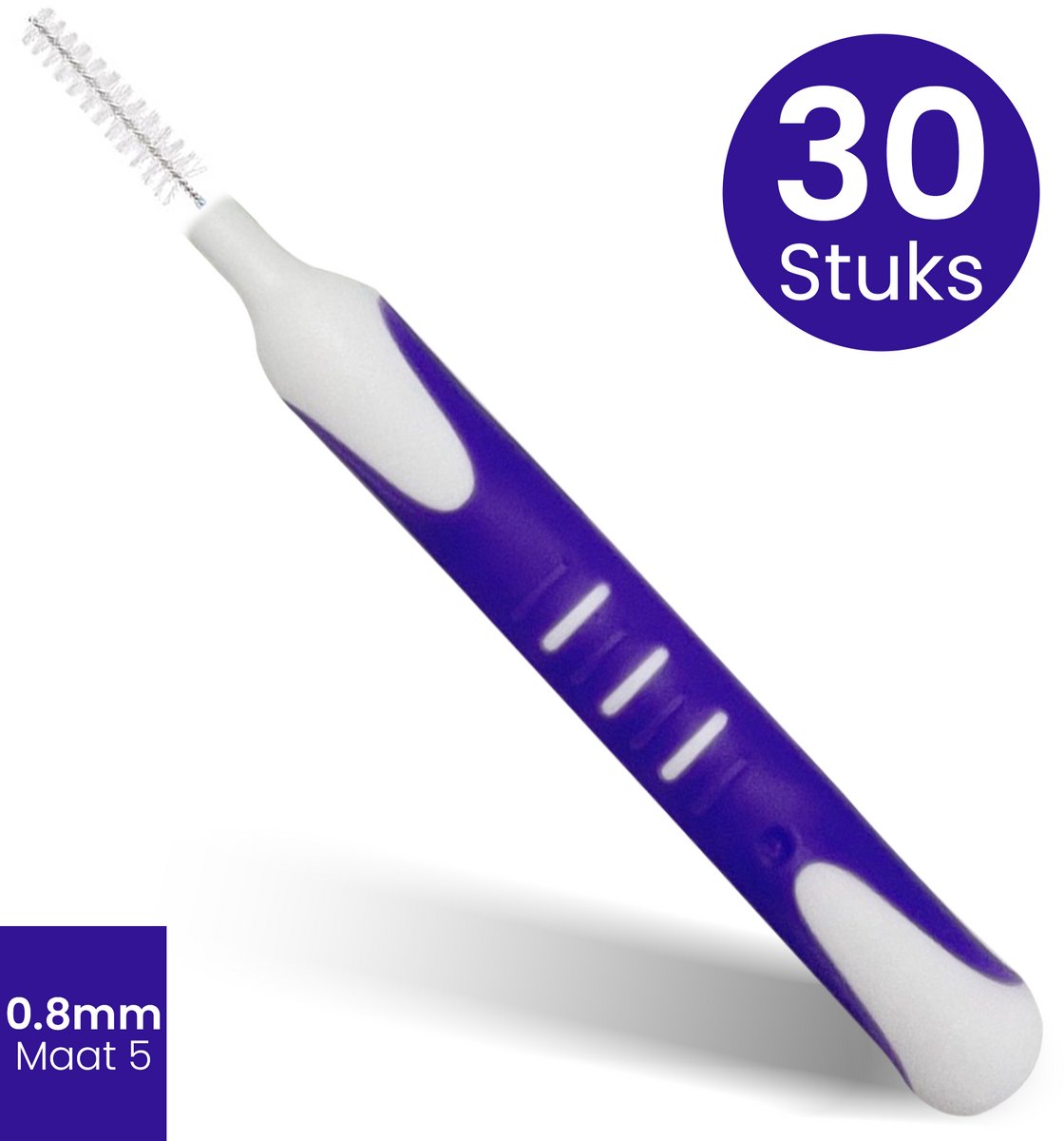 DEN-T PRO Interdentale Ragers - 30 stuks - 0.8mm maat 5 paars - Tandenragers – Antislip Handgreep – Mondhygiëne & Tandverzorging