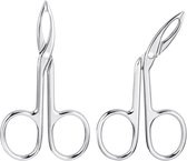 Set van 2 wenkbrauwpincetten met schaarhandvat, platte, rechte punt, haarverwijderaar, schuine punt, wenkbrauwverwijderaar van roestvrij staal voor haarverwijderaar, gezichtshaarverwijderaar en wenkbrauwverzorging.