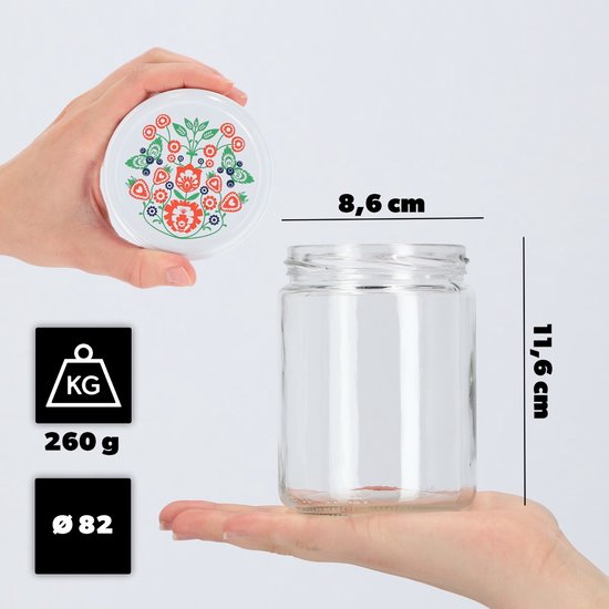 KADAX Inmaakpotten, 2,5 liter, met diameter van 100 mm, inmaakpot om in te doen, conservenpotten, grote komkommerglas, conservenglas (wit deksel, 8 stuks