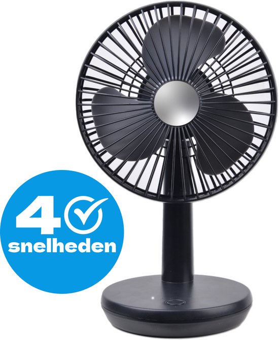 Bureau Ventilator Draadloos - Stille Mini Kleine USB Fan - Hand ventilatoren - Zwart - Silvergear