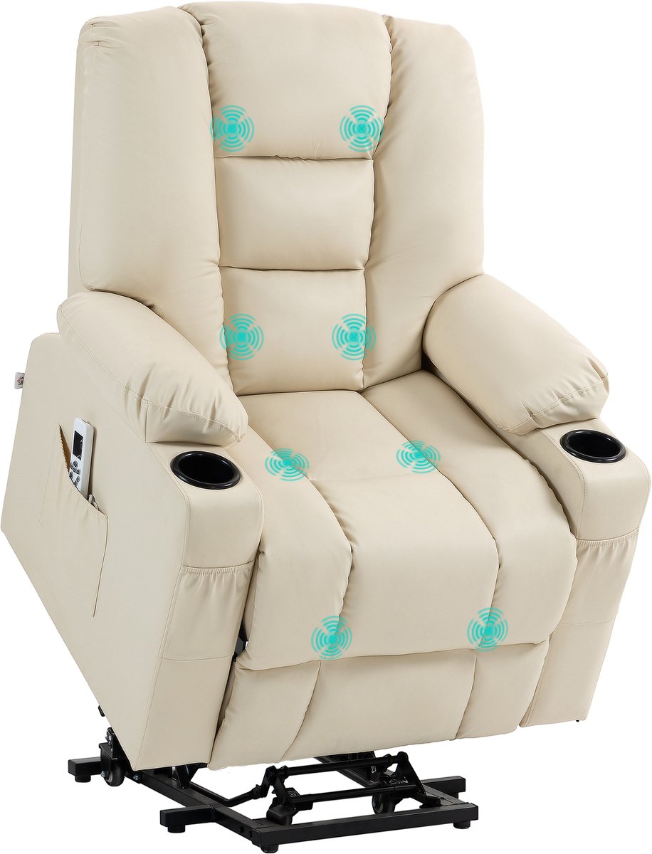 HOMCOM TV-relaxfauteuil met elektrische lift Crèmewit