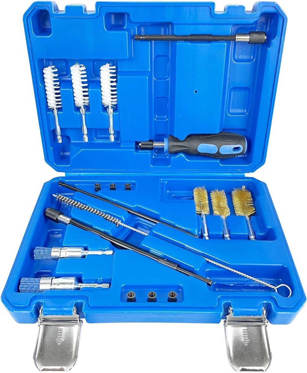 Injector Reinigingsset - Voor Injectorzittingen en Schachten - Met Staaldraadborstels - 19-delig