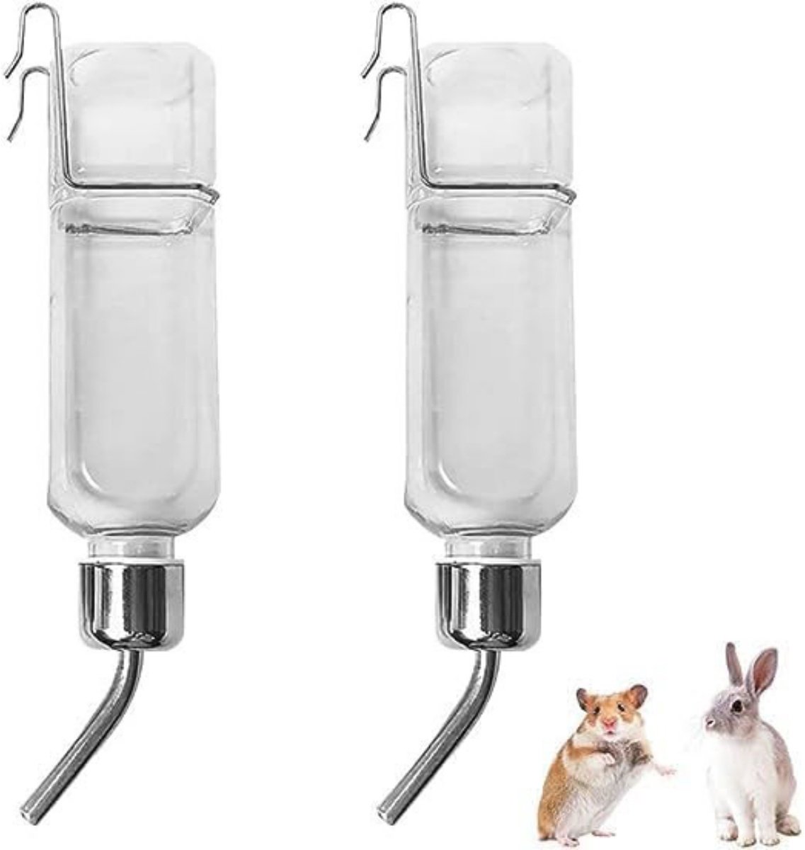 Tovbmup Hangende waterfles voor huisdieren – 2-pack – 350 ml – Hangende automatische waterfles voor huisdieren – voor knaagdieren, konijnen, hamsters, chinchilla’s en cavia’s