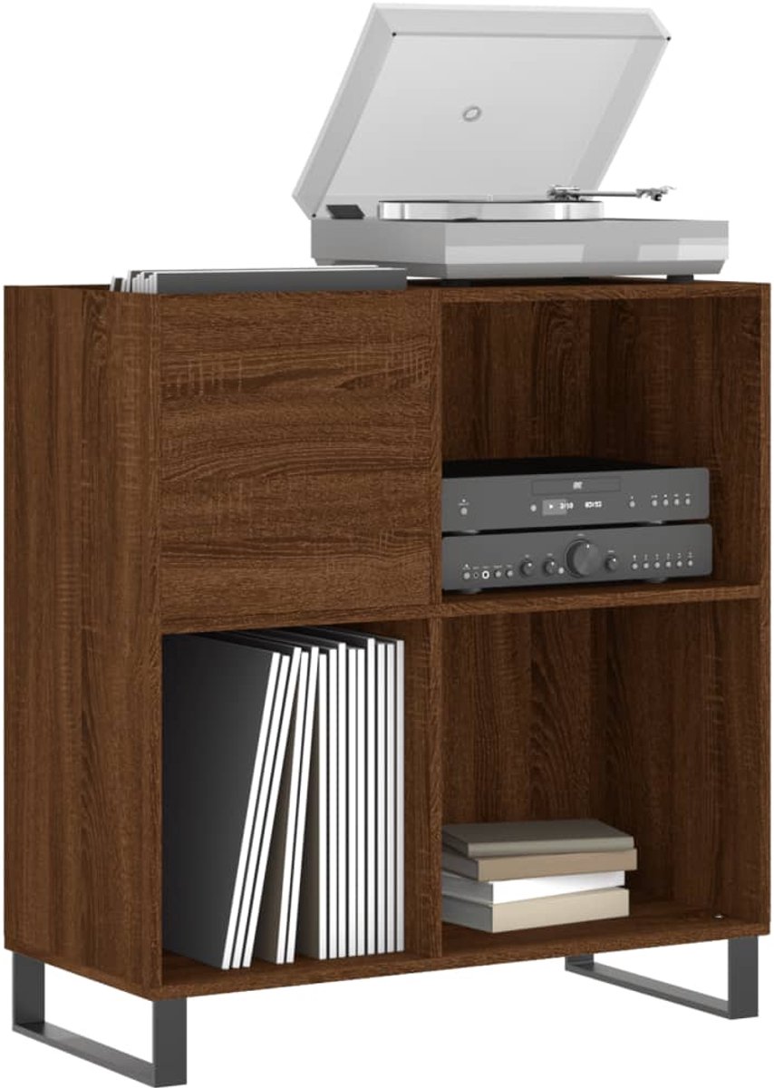 Platenspelermeubel - LP-kast - Platenspelerkast - Draaitafelstandaard - Platenspelerstandaard - Vintage Displayplank - Bruineiken