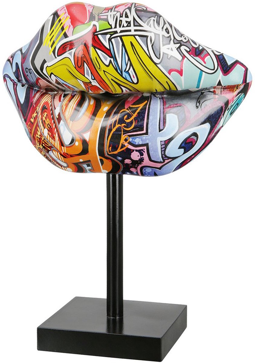 Gilde handwerk Decoratieve Sculptuur Kus Mond Street Art Design - Hars - 26 cm Hoog Multicolor