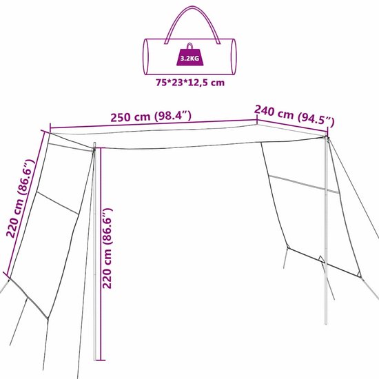 vidaXL - Waterdichte - Tarp - 302 - x - 240 - x - 240 - cm van Vidaxl — afbeelding 5