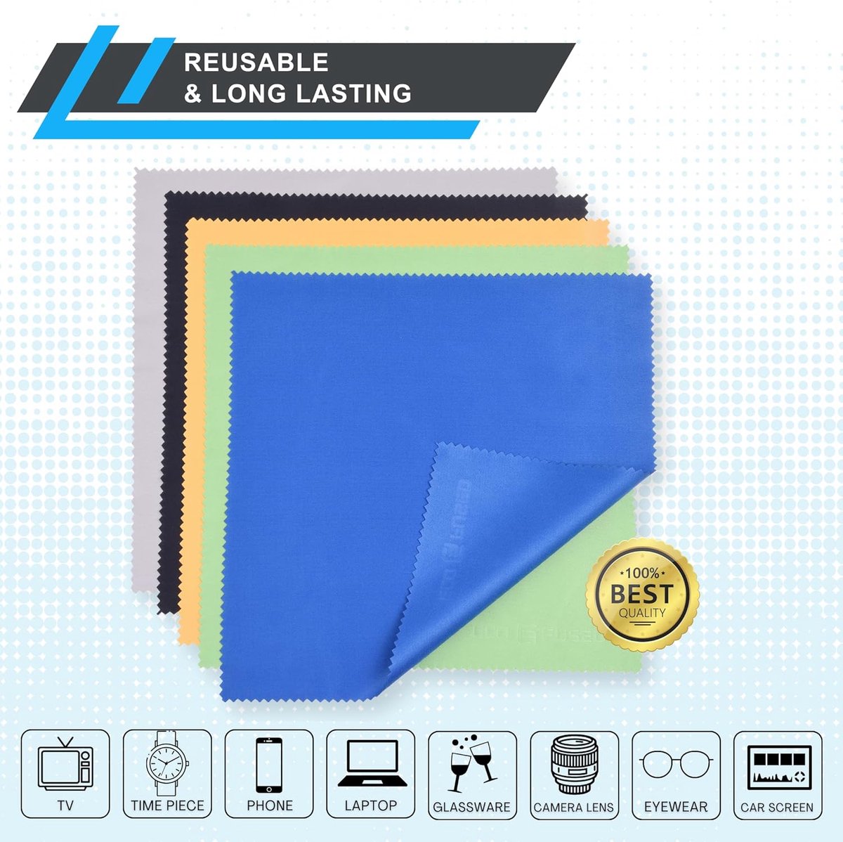 Grote Microvezel Reinigingsdoekjes - 30 x 30 cm - Set van 5 XL Doekjes - voor Brillen, Lenzen, Auto, Camera's, Smartphones, Tablets, Schermen en Zilver
