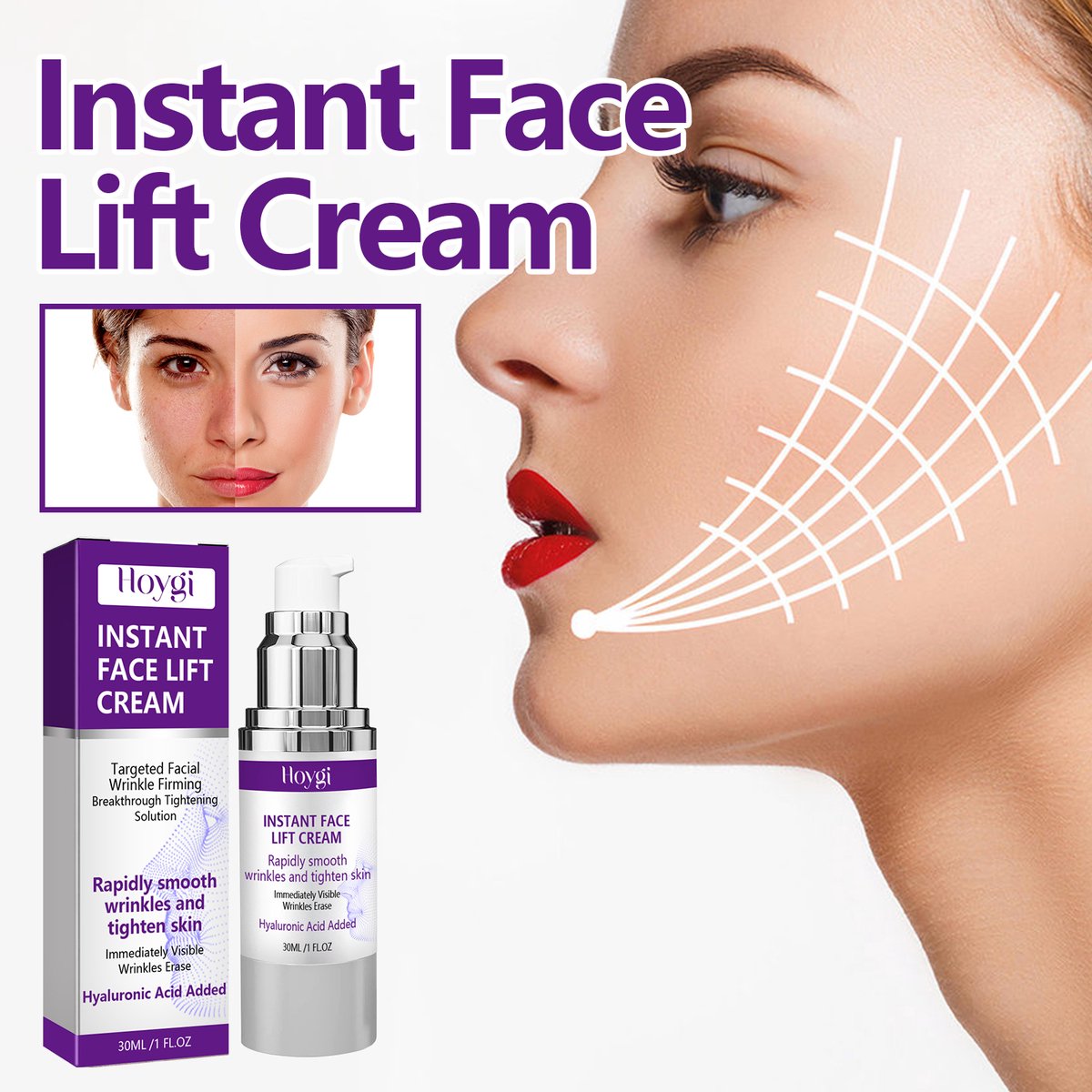 Hoygi Anti-Rimpel Crème - Gezichtslifting & Versteviging - Hydraterende Dag- en Nachtcrème - Voor een Strakkere Kaaklijn & Hals