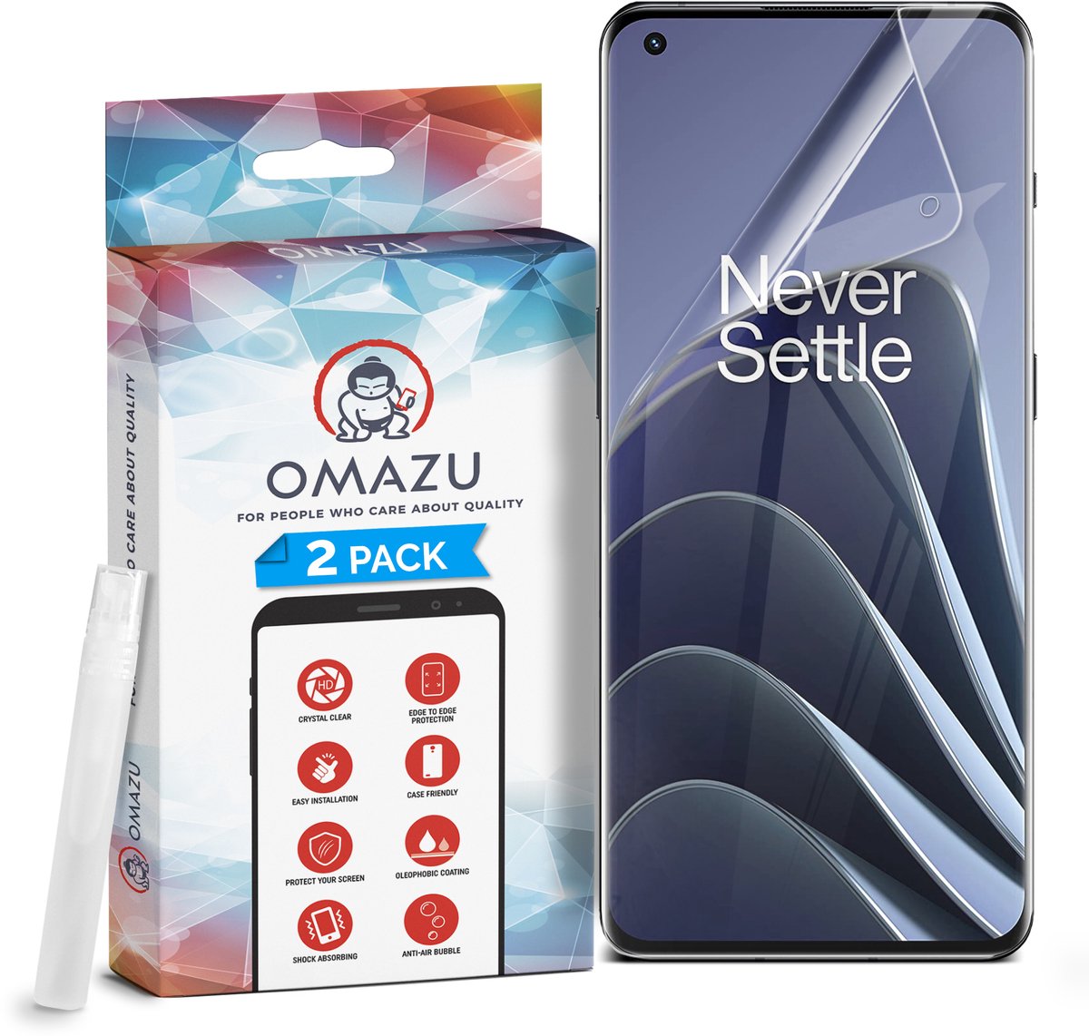 OMAZU 3D Flex TPU Screenprotector. Geschikt voor One Plus 13 - 2 Pack (100% vingerafdruk scanner compatible) met kras herstellende coating, Edge to Edge bescherming, Sumo sterke Folie