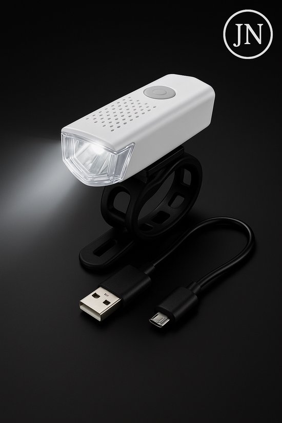 350lm Oplaadbare LED Fietslamp – Wit - Stijlvolle en Waterdichte Fietskoplamp met USB-aansluiting – Superheldere Fietsverlichting voor Dag & Nacht Veiligheid