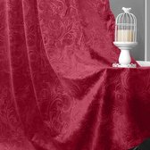 Rideaux en velours Qelus - Rideaux - Prêts à poser - Rideaux en velours froissé de Luxe 2 pièces - Motif damassé floral, isolants thermiques et résistants à la lumière pour salon ou chambre - L 132 x H 213 cm (Rose Rouge)