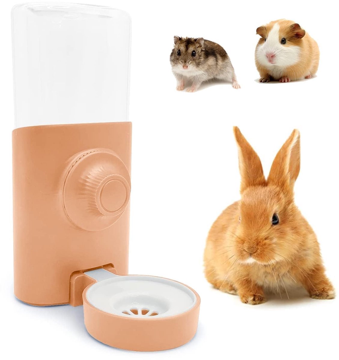 Konijnenwaterfles [roze, 600 ml/21 oz] Hangende drinkbak Drinkbak Konijnen Puppy’s Katten Eekhoorns Sneeuwvossen Hamsters Eekhoorns Egels