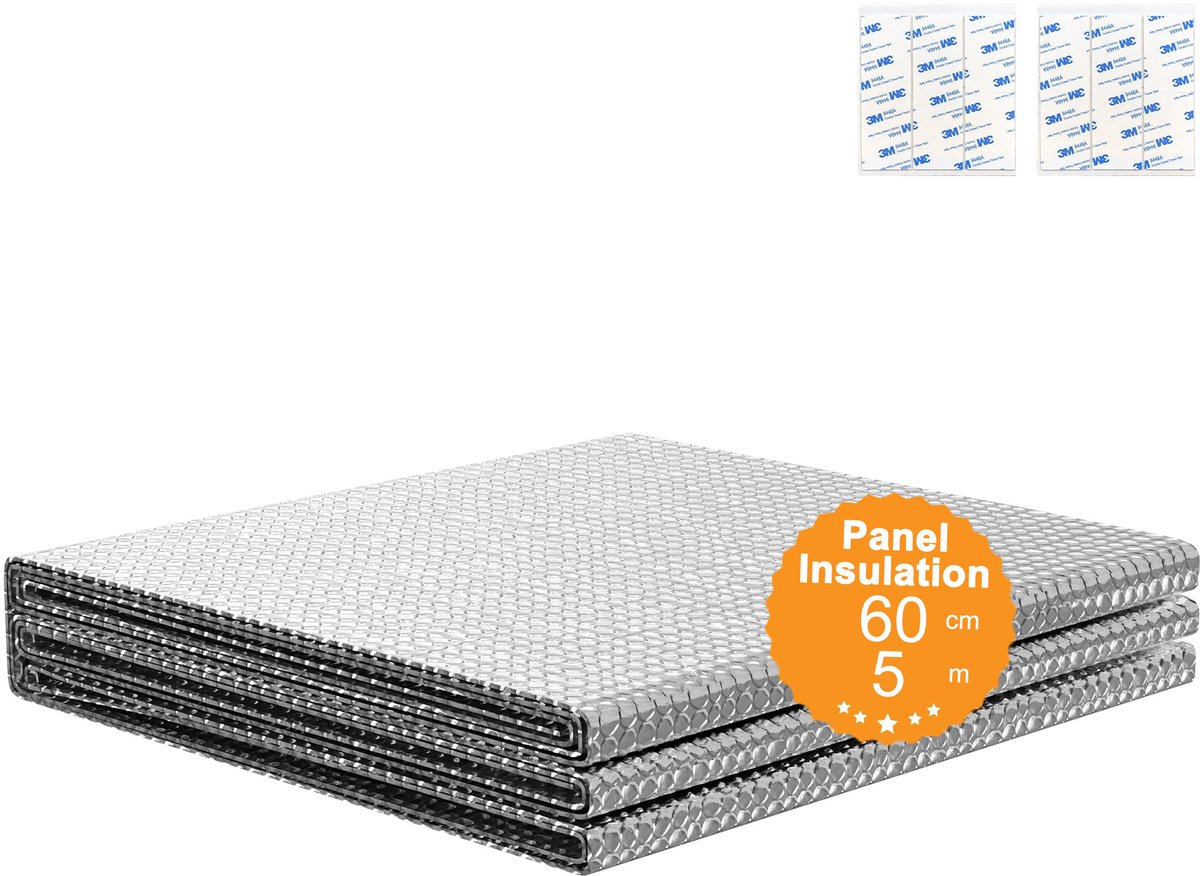 Aufun Radiatorfolie - Verwarming isolatiefolie - Dubbele Aluminium Luchtkussenfolie Dakisolatie - Gealuminiseerde Isolatiefolie - Isolatie Verwarming - Verlaagt het Gasgebruik- 0.6x5m