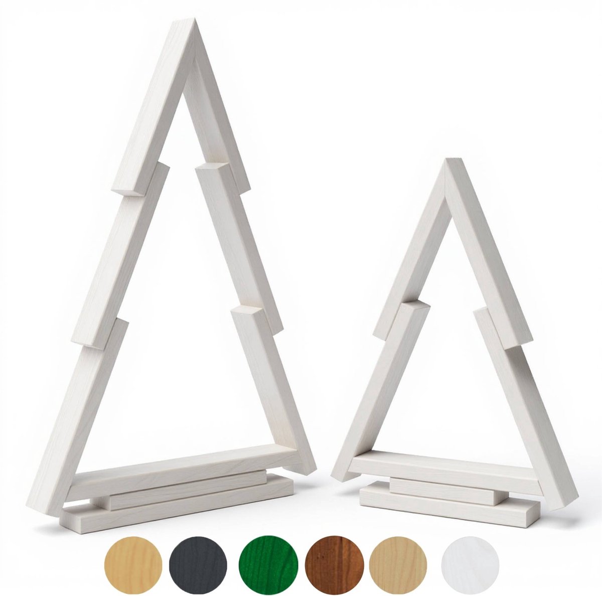 be4nature Houten Kerstboom Set 2 stuks (38 & 55 cm) - Alpenwit, Scandinavische Stijl