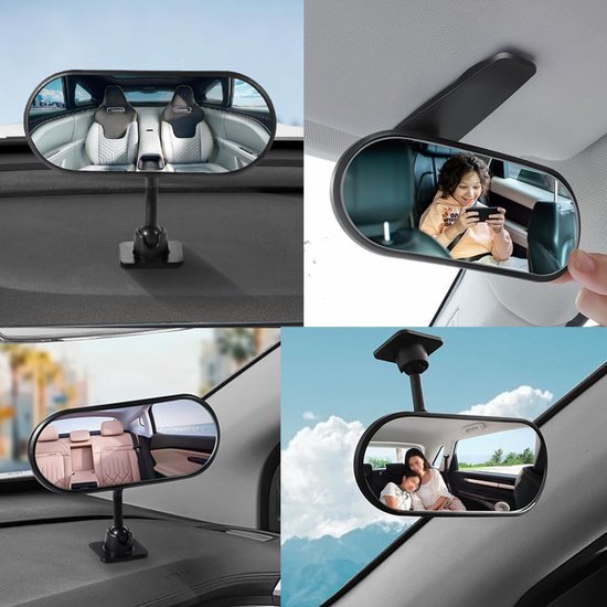 Kinderwagenspiegel - 360° verstelbare achteruitkijkspiegel - Biedt een breed zicht op de achterbank - Opklikbare/plakbare bolle spiegel - Babyspiegel voor in de auto - Spiegel voor zichtondersteuning van A3 Baby & Kids — afbeelding 4