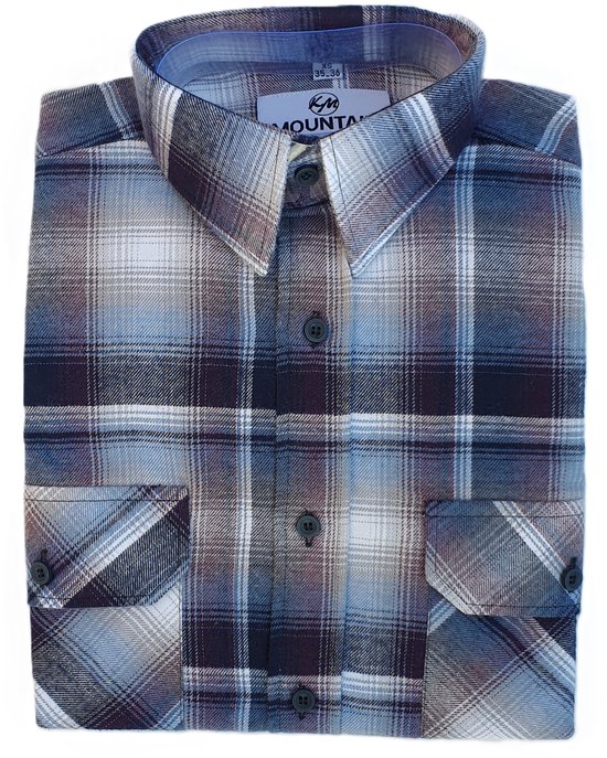 Chemise de travail KM Workwear - 6403 - flanelle bleu marine/bleu/beige - taille 49/50 (4XL)