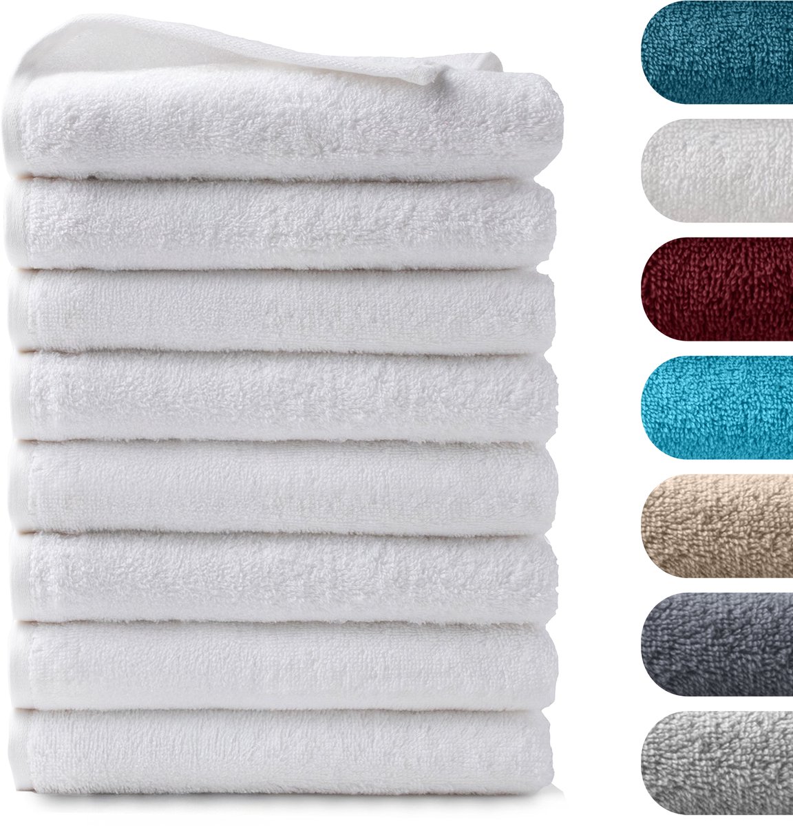 Barbons Handdoeken - Set van 8 - 50 x 100 Handdoek Set - Badhanddoeken - Wit