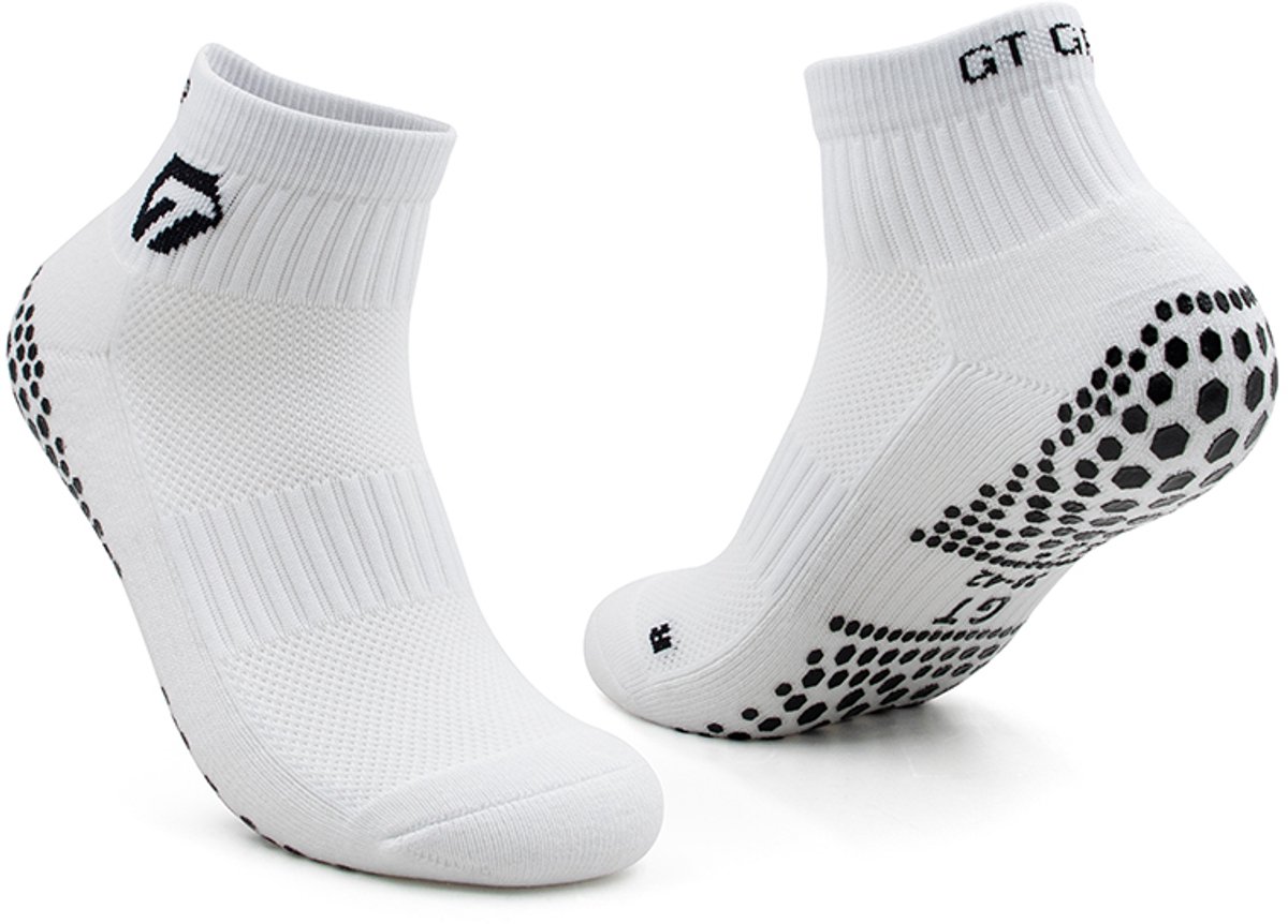 GT Ankle Grip Socks - Enkel Gripsokken - Premium - 1 paar - Wit - Sportsokken - gripsokken - Padelsokken - Tennissokken - Maat 43 - 47