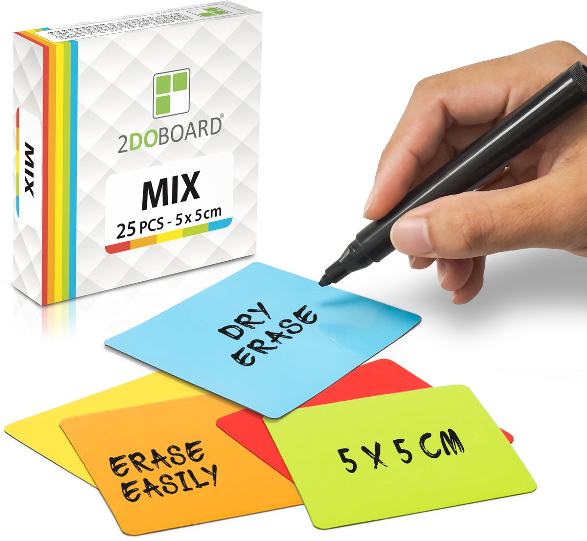 2DOBOARD Herschrijfbare Whiteboard Magneten - 5 x 5 cm