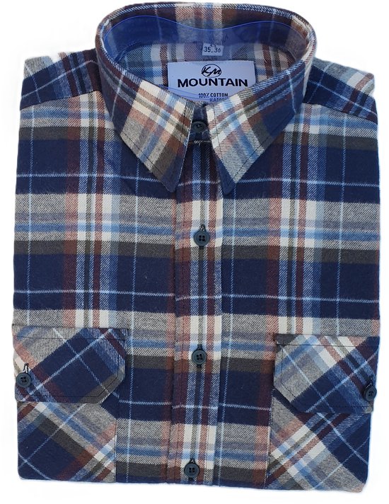 Chemise de travail KM Workwear - chemisier - 6401 - flanelle marron/bleu marine - taille L