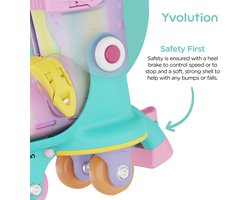 Yvolution - Twista Skates - Patins à roulettes pour enfants réglables - Taille réglable - Patin 2-en-1 : facilement convertible de patin débutant à patin en ligne - Rainbow - Taille 30-34