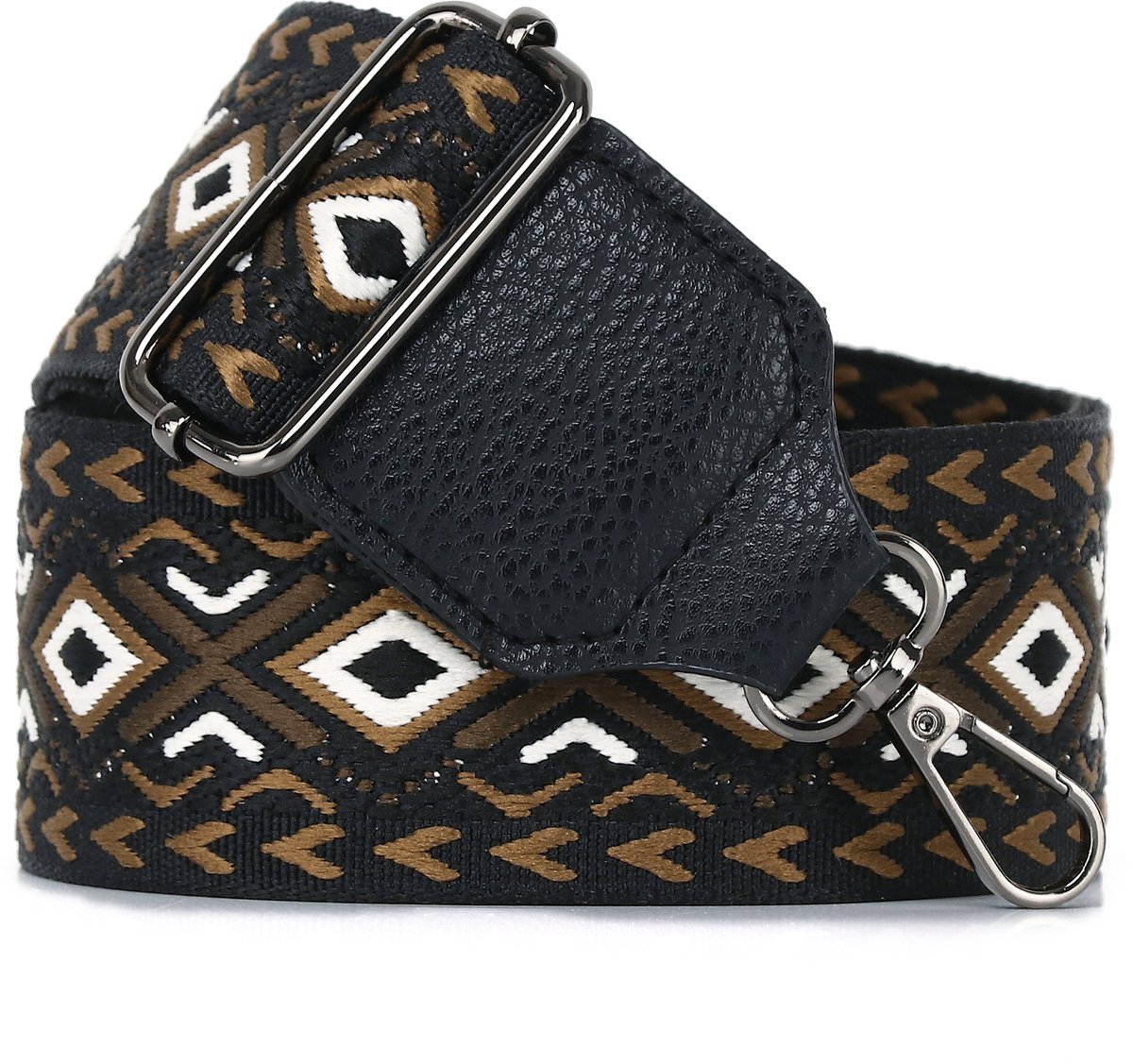 Eleganci® - Canvas Tassenriem - Universeel - Bag strap - Schouderband - Verstelbaar - Tassenhengsel - Tassenband - 140 cm lang - 5,5 cm breed - Roestvrijstaal - Bruin