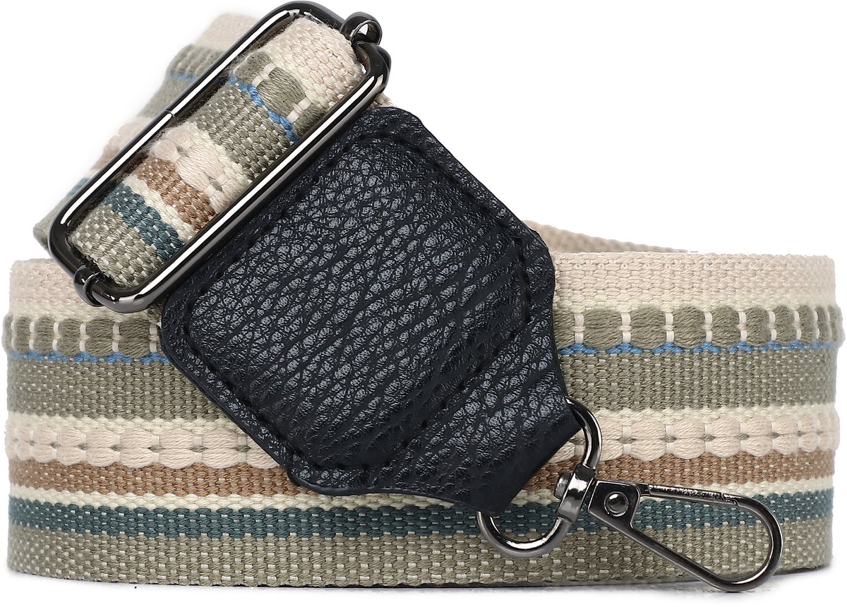 Eleganci® - Canvas Tassenriem - Universeel - Bag strap - Schouderband - Verstelbaar - Tassenhengsel - Tassenband - 140 cm lang - 5,5 cm breed - Roestvrijstaal - Beige