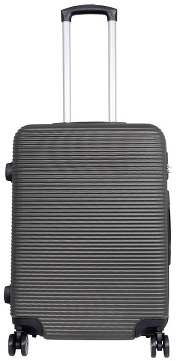 Koffer Malaga maat M - Reiskoffer met cijferslot op 4 dubbele zwenkwielen - ABS - 66 Liter - Antraciet / Zwart - ca 66x46x27 cm - Ruimbagage