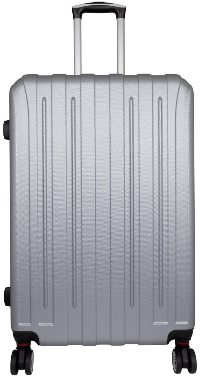 Koffer Dallas maat L - Reiskoffer met cijferslot en op 4 dubbele zwenkwielen - Stevig ABS - Zilver Grijs - ca 76x50x28 cm