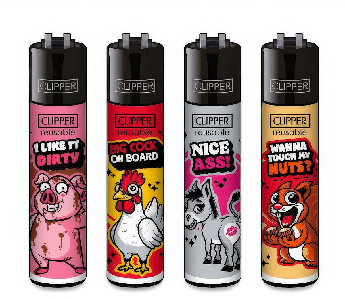 Clipper Classic Large Aanstekers "Sexy Animals" (4 Stuks)